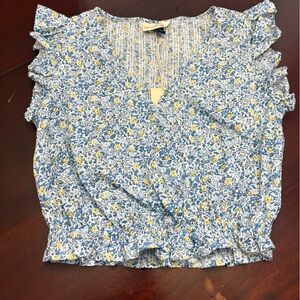 Universal Thread Blue and Yellow Floral Blouse